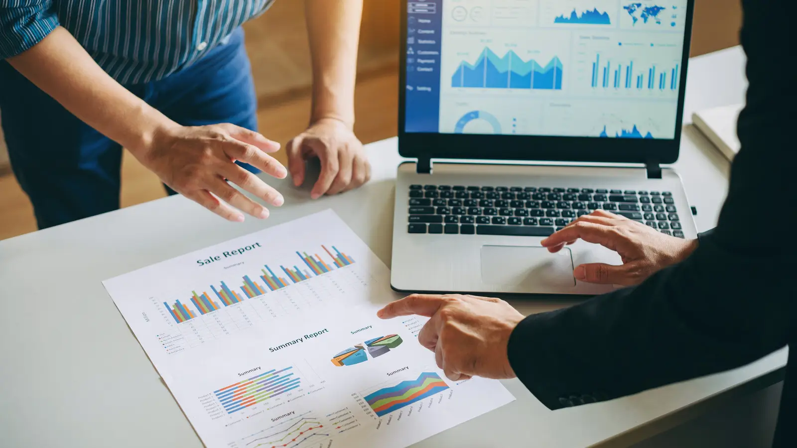 Business owner reviewing a cash flow forecast with a virtual finance director